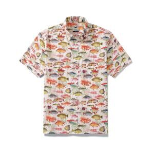 Yiume Sea Ocean Fish Men’s L Button Up Short Sleeve Cotton